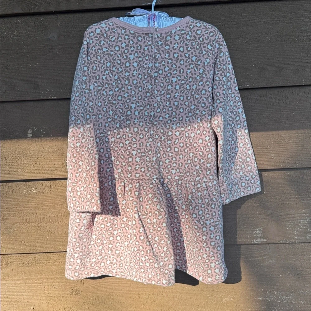 Baby Boden Fleece Pink Leopard Print Dress size 3-4Y